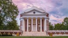 A picture of the UVA Rotunda in the sunset